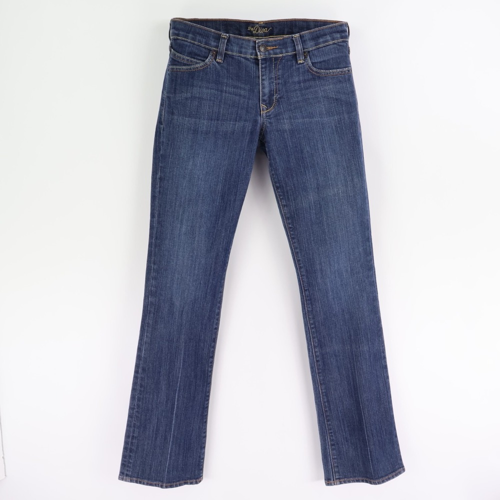 Old Navy The Diva Jeans Womens Size 8 Long Blue Dark Wash Denim Low Rise Pockets